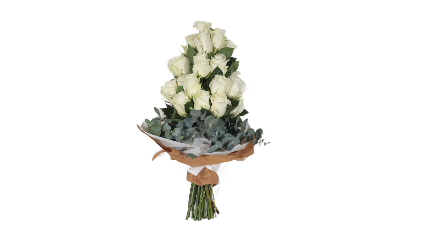 Bouquet Of Fresh White Roses Pyramid - BG Flowers