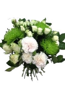 White and Green Fresh Roses and Spray Roses Bouquet - BG Flowers