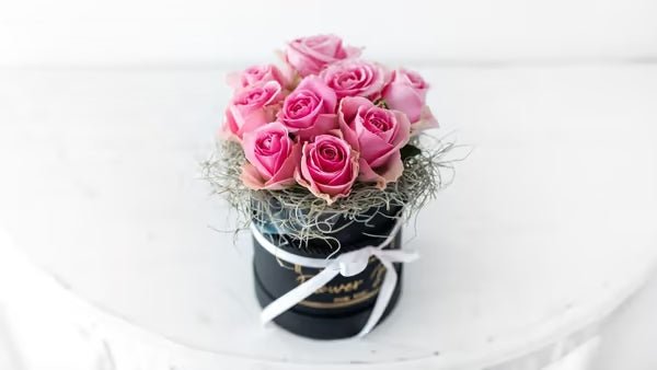 Roses In A Box With Tillansia - #bluegardenflowers#