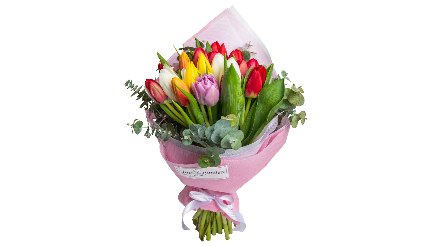 Bouquet with Multicolored Tulips - BG Flowers