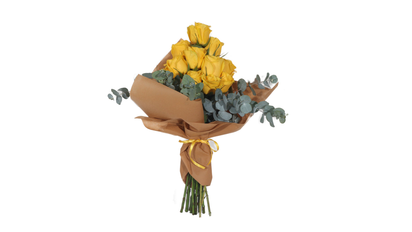 Bouquet Of Yellow Fresh Roses Pyramid