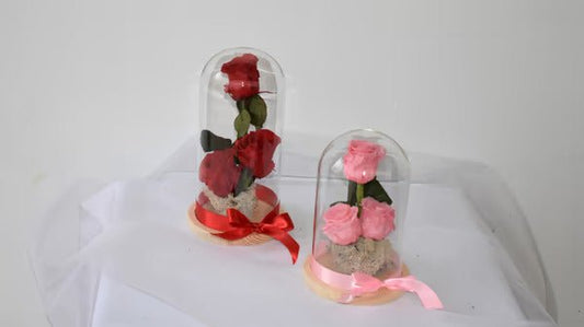 2 long lasting Roses in a Glass Container - #bluegardenflowers#