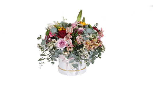 Arrangement With Seasonal Flowers Various Color In Box No.2