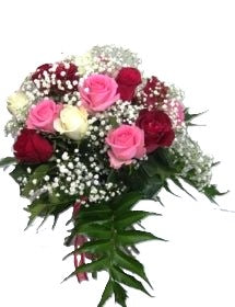 Bouquet of Fresh Roses and Gypsophila - BG Flowers