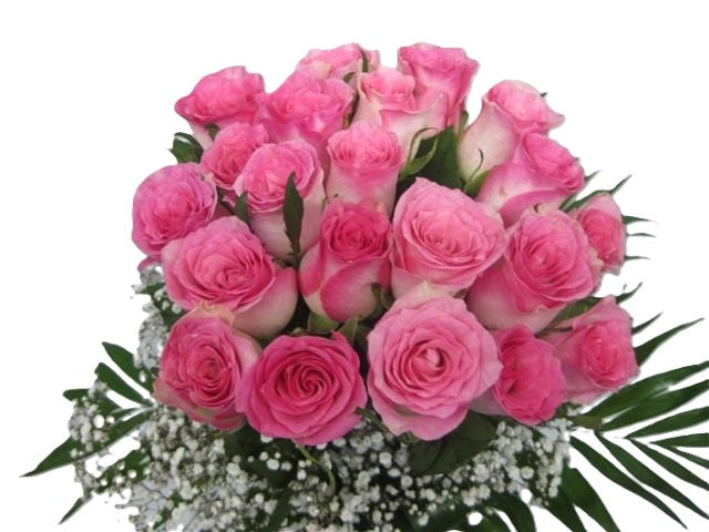 Bouquet Of Pink Fresh Roses and Gypsophila - BG Flowers