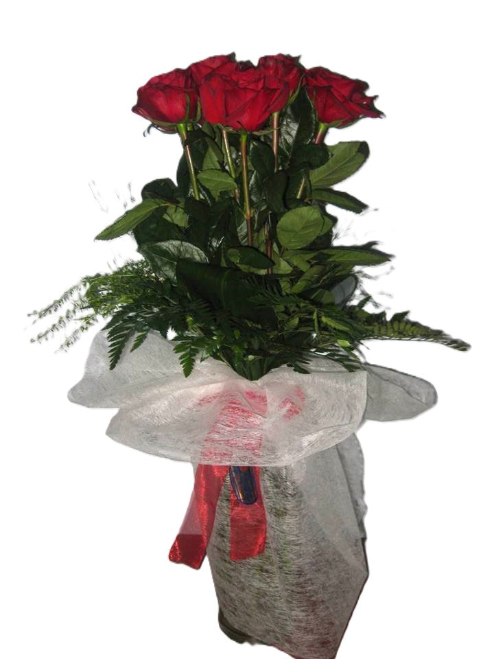 Red Roses with Grenery - BG Flowers