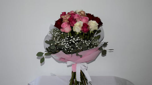 Bouquet With Roses In Different Colours - #bluegardenflowers#